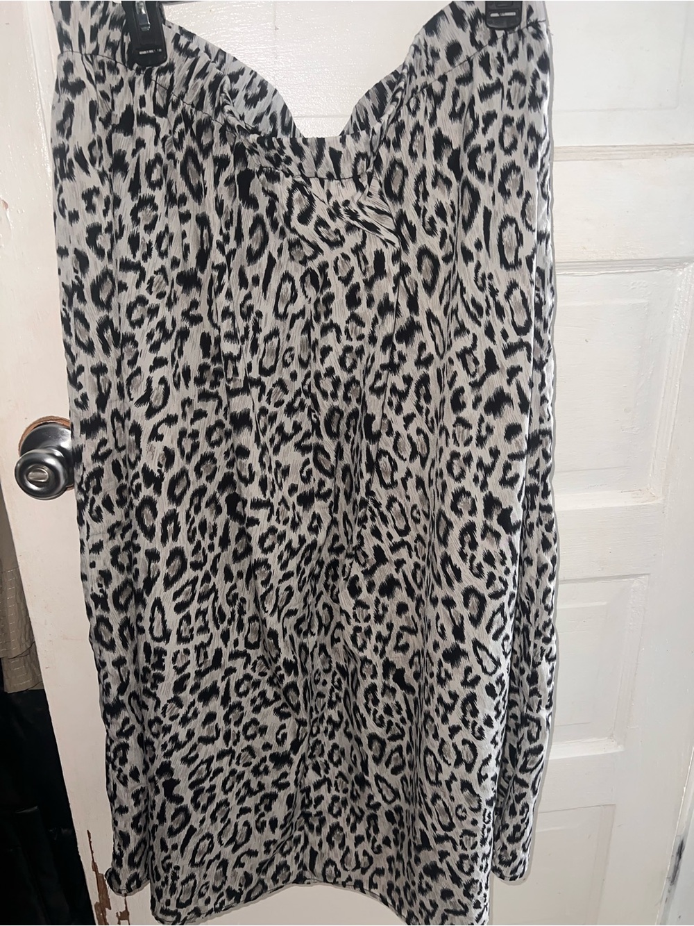 SHEIN Black and White Leopard Print A-Line Skirt